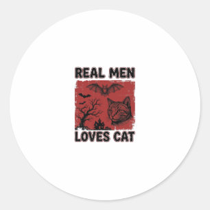 Adesivo Homens de Verdade Amam Camiseta Vintage de Gato de