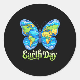 Adesivo Homens do dia da terra borboleta planeta terra con