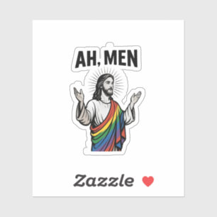 Adesivo Homens Engraçados LGBT Orgulho gay Jesus Arco-Íris