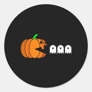 Adesivo Homens Gamer Fantasmas Engraçados Comendo Abóbora