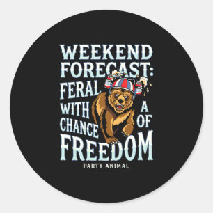 Adesivo Homens urso grizzly patriótico divertido verão lib