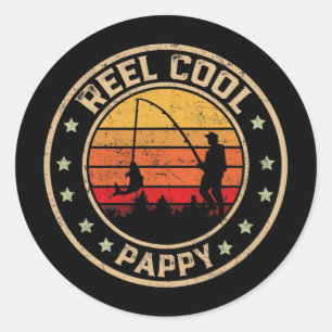 Adesivo Homens Vintage Reel Cool Pappy Peixe Pescaria Dive