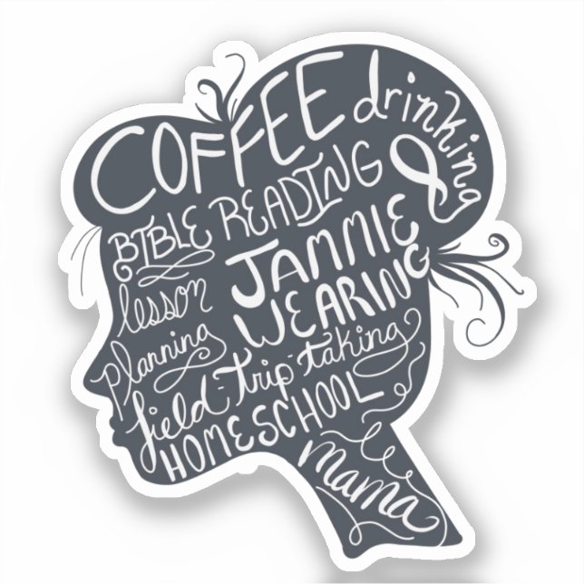 Adesivo Homeschool Mama Quote Silhout Sticker (Frente)