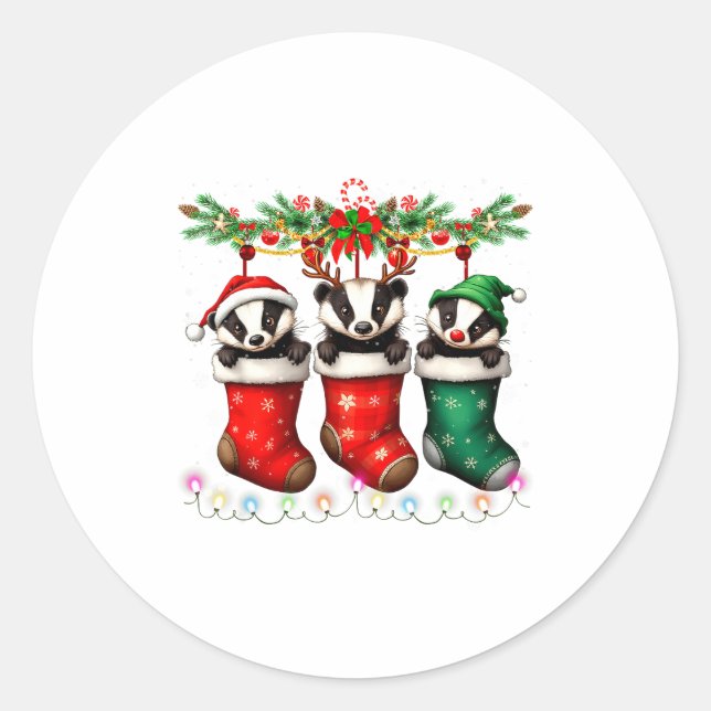 Adesivo Honey Badger In Christmas Socks Lights Honey Badge (Frente)
