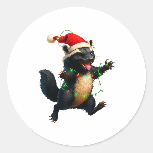 Adesivo Honey Badger Tree Xmas Lights Santa Honey Badger C (Frente)
