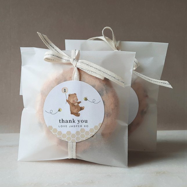 Adesivo Honey Bear First Bee-day Thank You (Criador carregado)