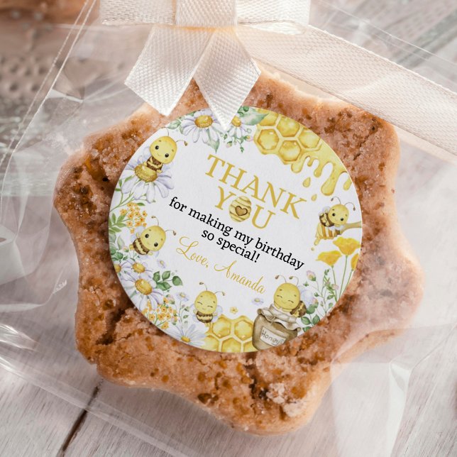 Adesivo Honey Bee Floral First Bee Day Birthday (Criador carregado)