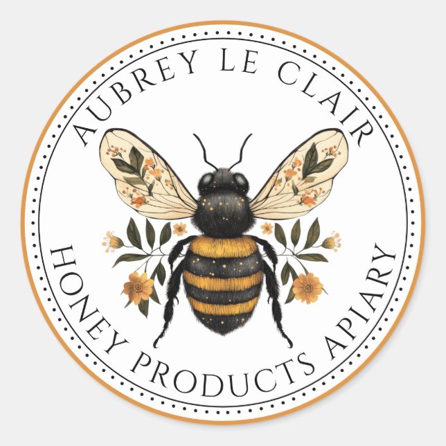 Adesivo Honey Bee Floral Honey Apiary (Frente)
