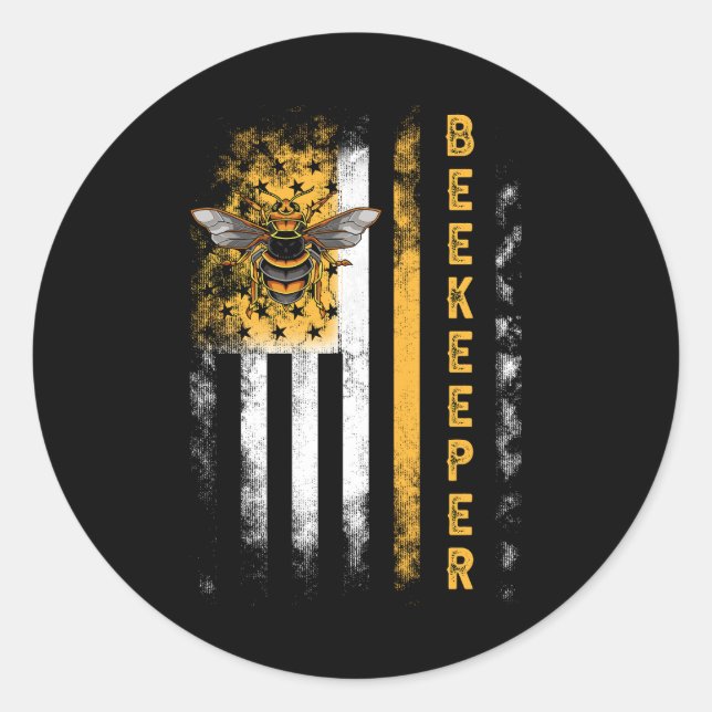 Adesivo Honey Beery Hive Beekeeper USA Flag Indep (Frente)