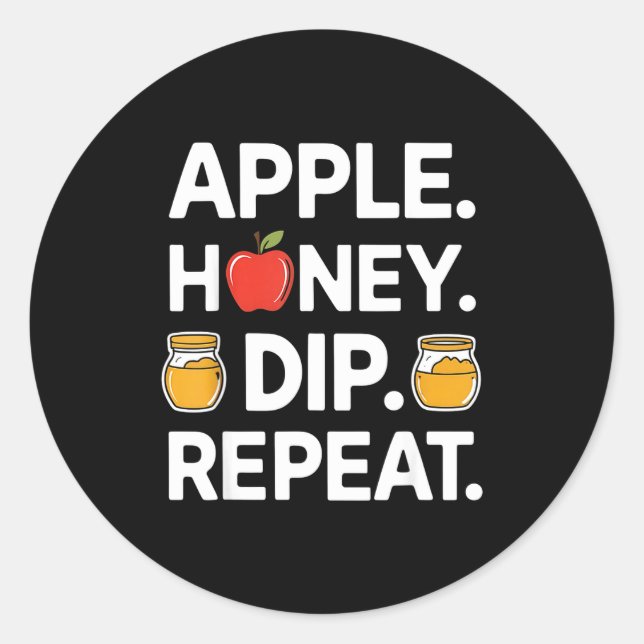 Adesivo Honey Dip Repeat Funny Rosh Hashanah Jewish New Ye (Frente)