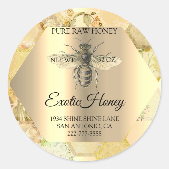 Adesivo Honey Jar Honeybee Honeycomb Abelhas Apiary Organi (Frente)