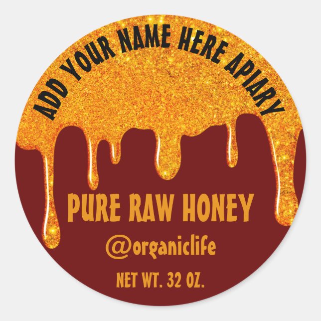 Adesivo Honey Jar Honeybee Honeycomb Dourado Drives Maroon (Frente)