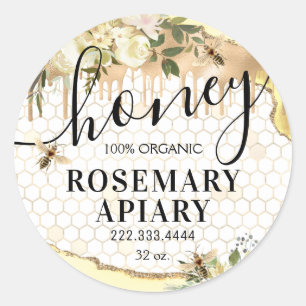 Adesivo Honey Jar Honeycomb Bee Apiary Comida Classy Round