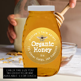 Adesivo Honey Jar Label Honey Bee Apiary Dourado