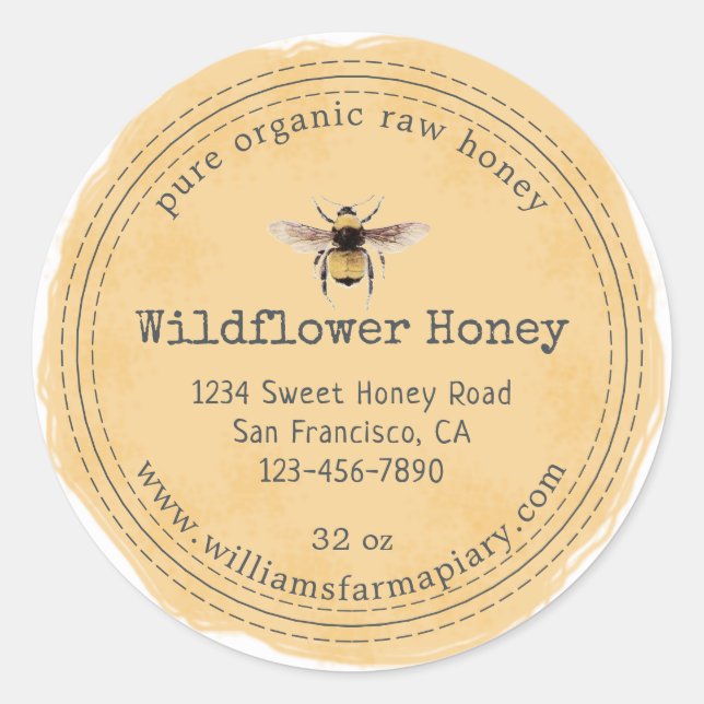 Adesivo Honey Jar Label Honeybee Apiary (Frente)