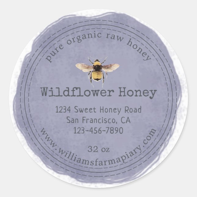 Adesivo Honey Jar Label Honeybee Apiary (Frente)