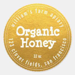 Adesivo Honey Jar Label Honeybee Apiary Classic Dourado
