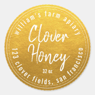 Adesivo Honey Jar Label Honeybee Apiary Dourado