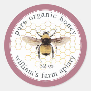 Adesivo Honey Jar Label Honeybee Apiary Honeycomb Cassis