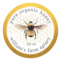 Honey Jar Label Honeybee Apiary Honeycomb Dourado