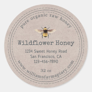 Adesivo Honey Jar Label Honeybee Apiary Kraft Paper