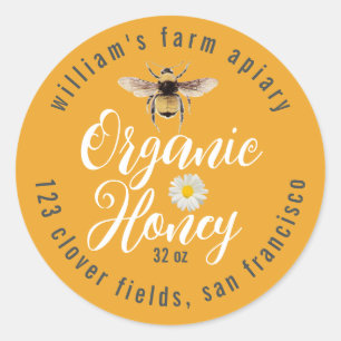 Adesivo Honey Jar Label Honeybee Apiary Mellow Yellow