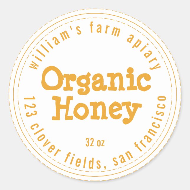 Adesivo Honey Jar Label Honeybee Apiary Mellow Yellow (Frente)