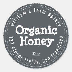 Adesivo Honey Jar Label Honeybee Apiary Off-Black