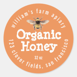 Adesivo Honey Jar Label Honeybee Apiary Orange