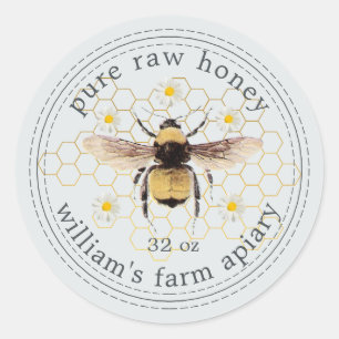 Adesivo Honey Jar Label Honeybee Apiary Pale Blue