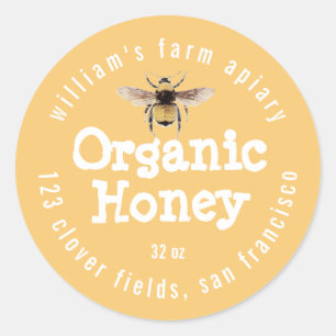 Adesivo Honey Jar Label Honeybee Apiary Yellow