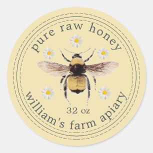 Adesivo Honey Jar Label Honeybee Apiary Yellow