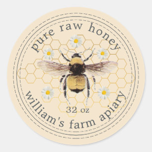 Adesivo Honey Jar Label Honeybee Apiary Yellow