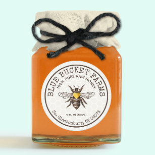 Adesivo Honey Jar Label Honeycomb Bee