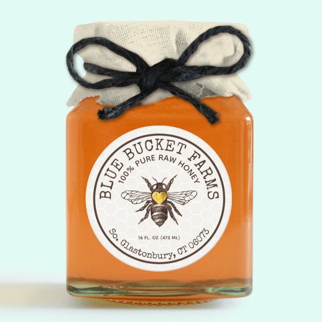 Adesivo Honey Jar Label Honeycomb Bee (Criador carregado)