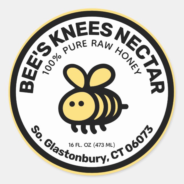Adesivo Honey Jar Label Modern Cute Bee (Frente)