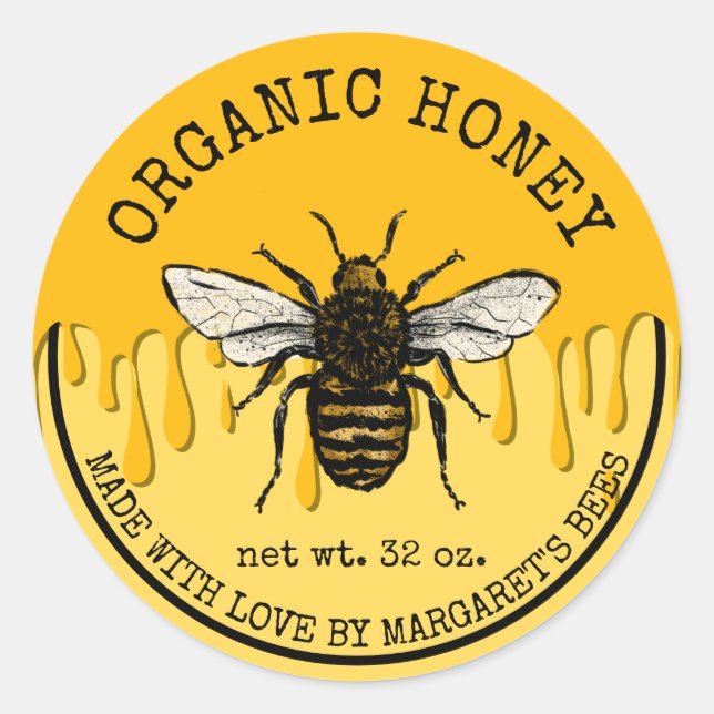 Adesivo Honey Jar Labels Honeybee Honeycomb Bee Apiary (Frente)