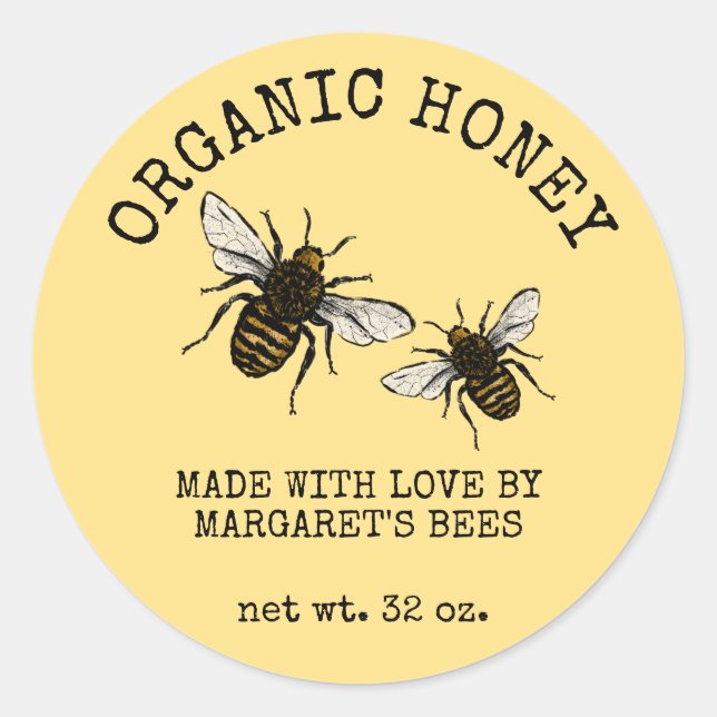 Adesivo Honey Jar Labels Honeybee Honeycomb Bee Apiary (Frente)