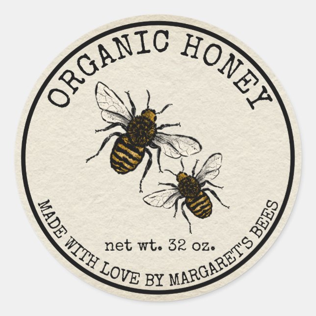 Adesivo Honey Jar Labels Honeybee Honeycomb Bee Apiary (Frente)