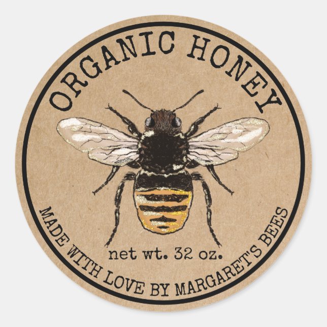 Adesivo Honey Jar Labels Honeybee Honeycomb Bee Apiary (Frente)