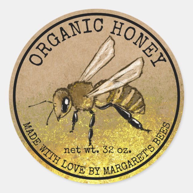 Adesivo Honey Jar Labels Honeybee Honeycomb Bee Apiary (Frente)