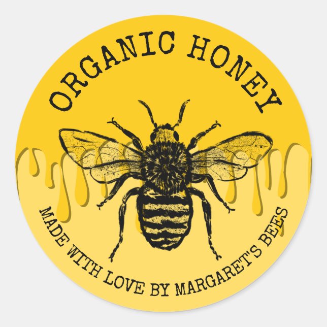 Adesivo Honey Jar Labels Honeybee Honeycomb Bee Apiary (Frente)