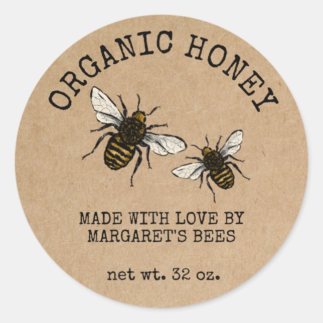 Adesivo Honey Jar Labels Honeybee Honeycomb Bee Apiary (Frente)