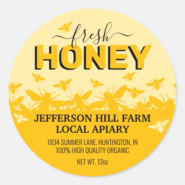 Adesivo Honey Jar Labels Honeycomb Bebê Apiary (Frente)