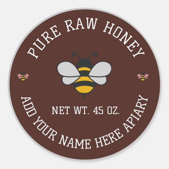 Adesivo Honey Jar Stickers | Bee & Honeycomb Apiary Labels (Frente)