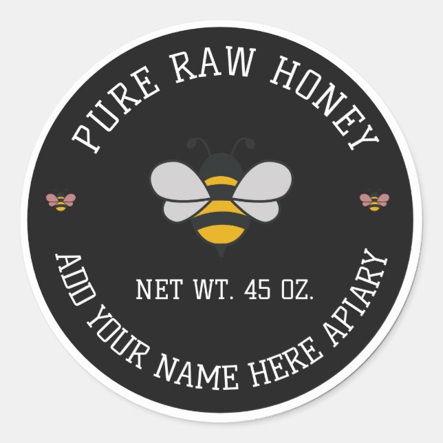 Adesivo Honey Jar Stickers | Bee & Honeycomb Apiary Labels (Frente)