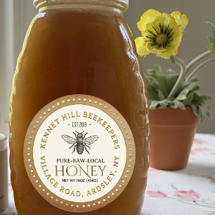 Adesivo Honey Label Kraft Dotted Border French Bee
