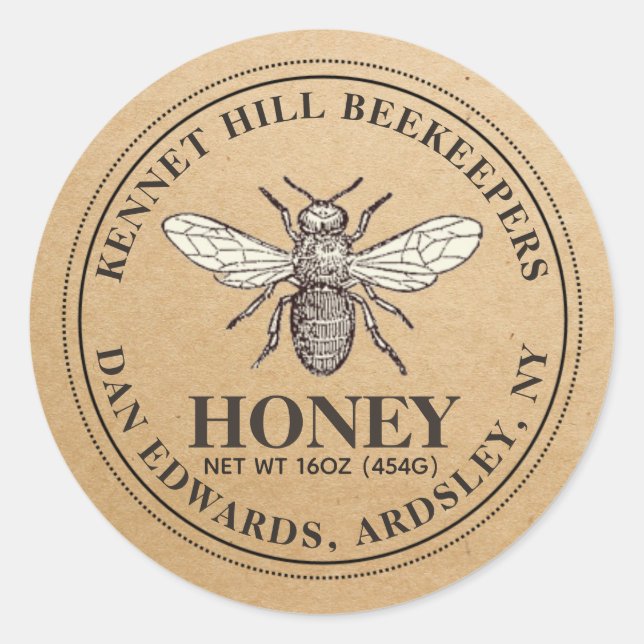 Adesivo Honey Label Kraft French Bee (Frente)