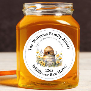 Adesivo Honeybee Honey Jar Apiary Label Wildflower Honey