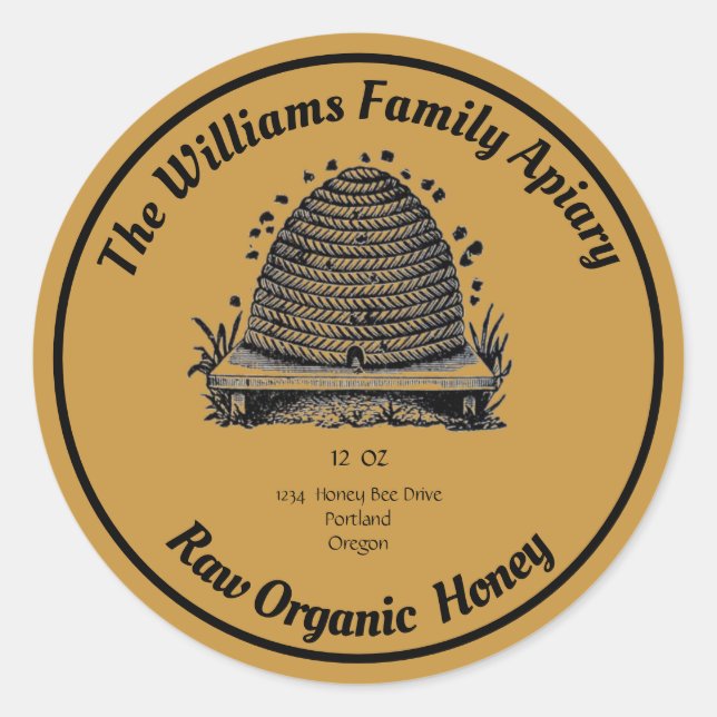 Adesivo Honeybee Honey Jar Apiary | Mel orgânico bruto (Frente)